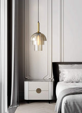 Modern Jolly Glass Pendant Light with Cognac Shades and Gold Finish Droplight
