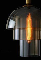 Modern Jolly Glass Pendant Light with Cognac Shades and Gold Finish Droplight