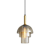 Modern Jolly Glass Pendant Light with Cognac Shades and Gold Finish Droplight