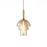 Modern Jolly Glass Pendant Light with Cognac Shades and Gold Finish Droplight