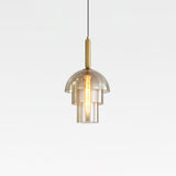 Modern Jolly Glass Pendant Light with Cognac Shades and Gold Finish Droplight