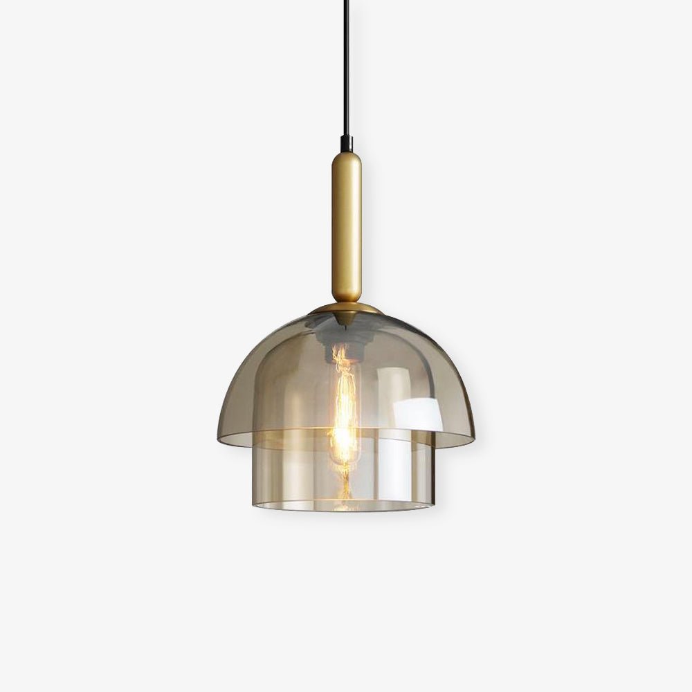 Modern Jolly Glass Pendant Light with Cognac Shades and Gold Finish Droplight