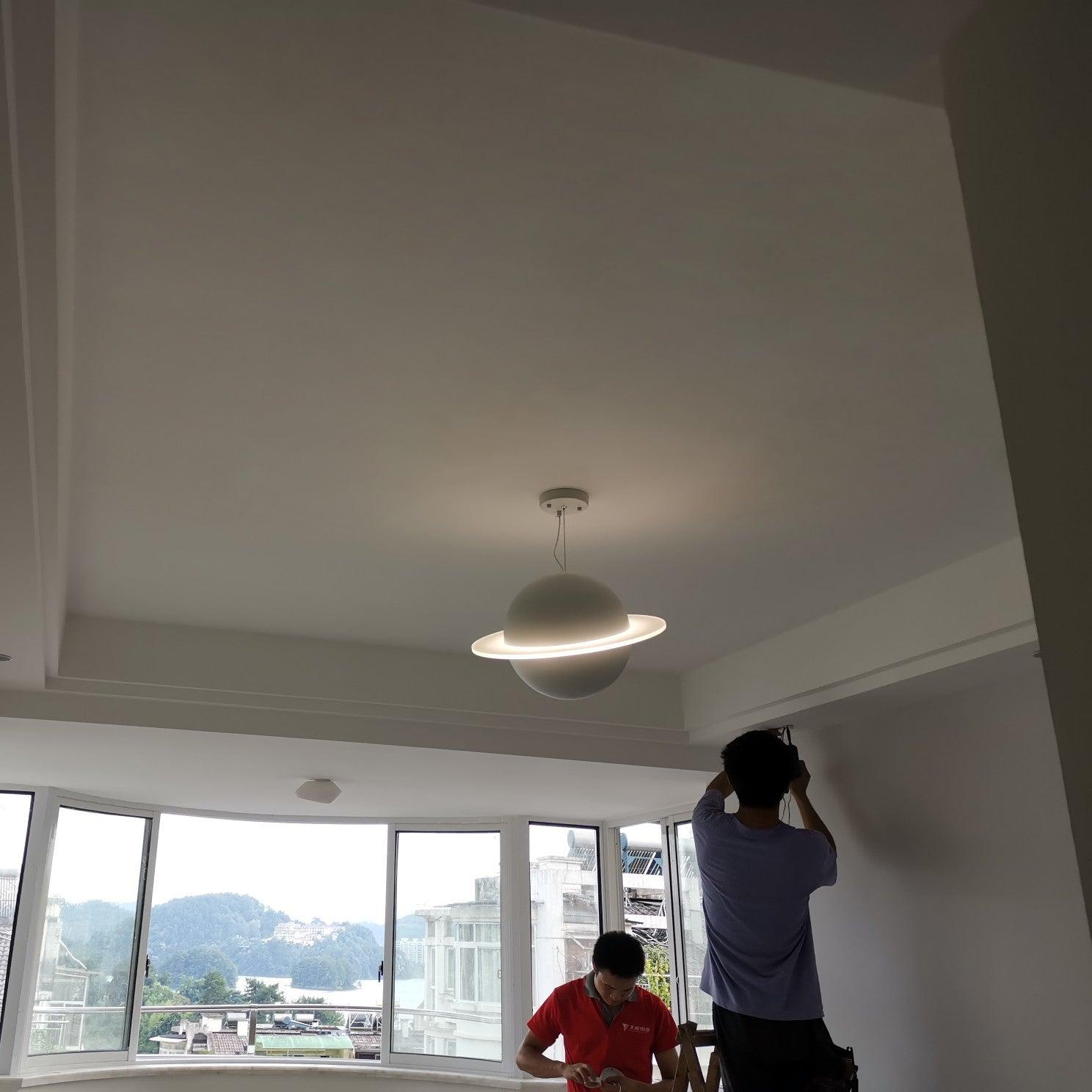 Modern Jupiter Ring LED Pendant Light Circular White Hanging Ceiling Lamp