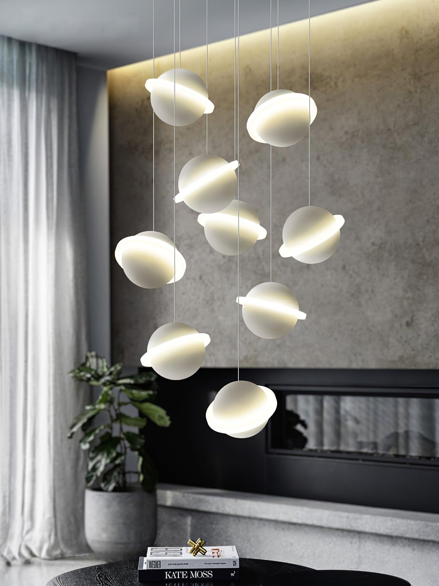 Modern Jupiter Ring LED Pendant Light Circular White Hanging Ceiling Lamp