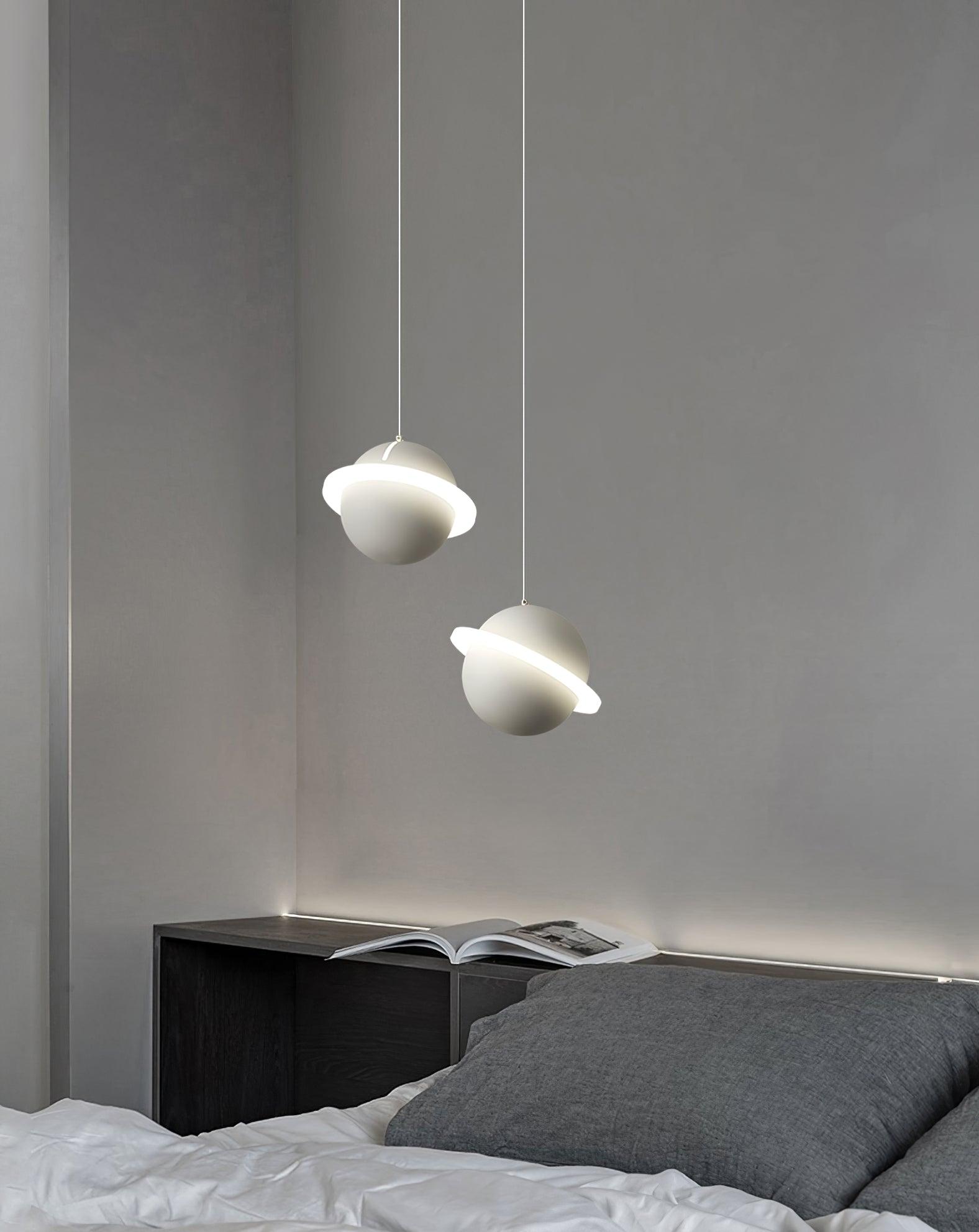 Modern Jupiter Ring LED Pendant Light Circular White Hanging Ceiling Lamp