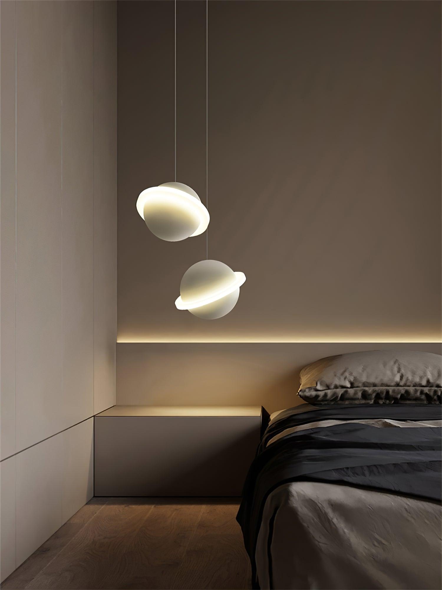 Modern Jupiter Ring LED Pendant Light Circular White Hanging Ceiling Lamp