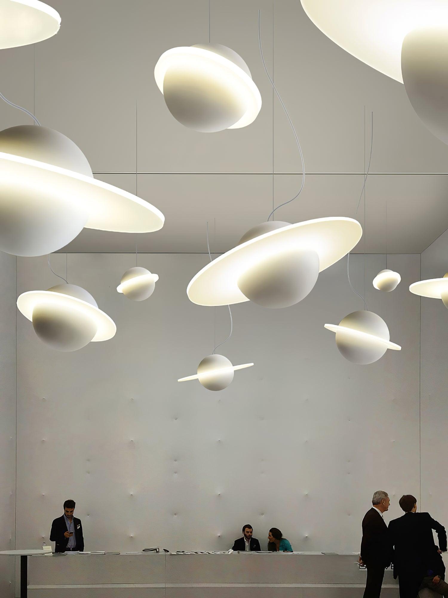 Modern Jupiter Ring LED Pendant Light Circular White Hanging Ceiling Lamp