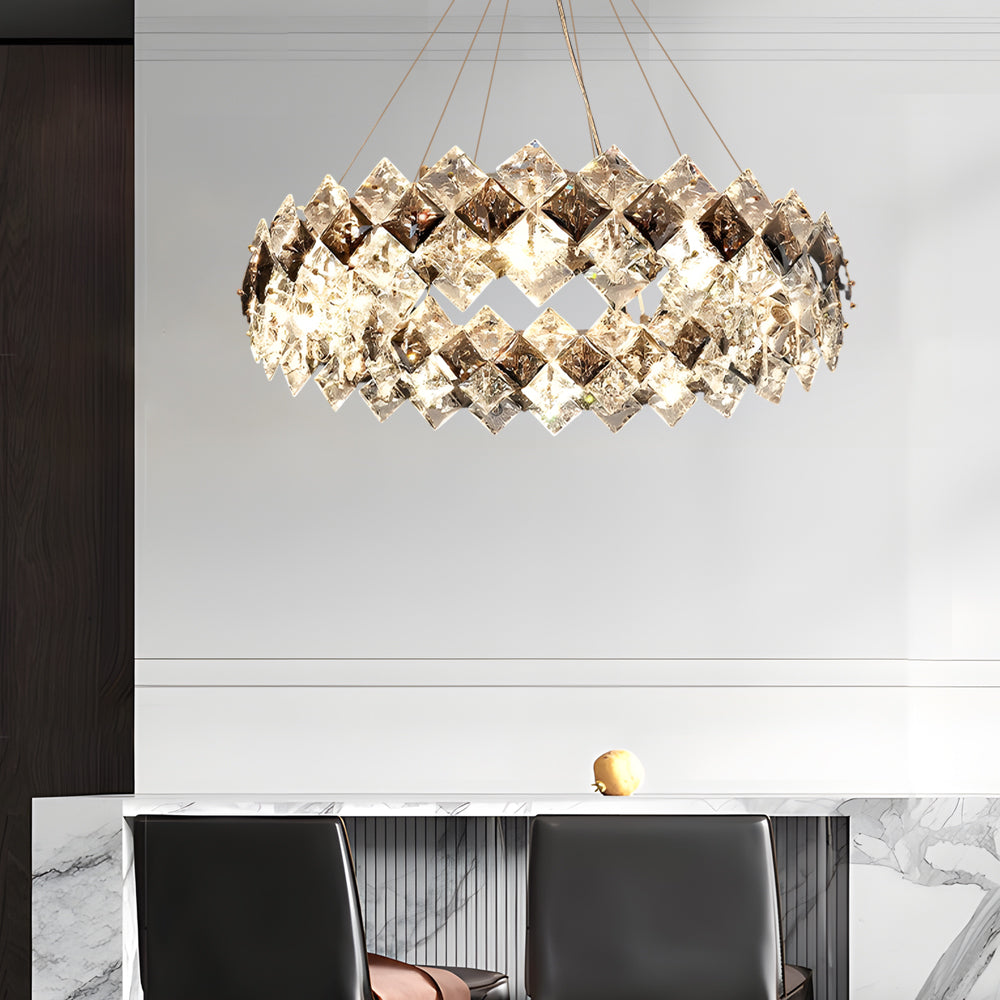 Modern K9 Crystal Chandelier with 3 Step Dimming for Dining and Living Room Spaces