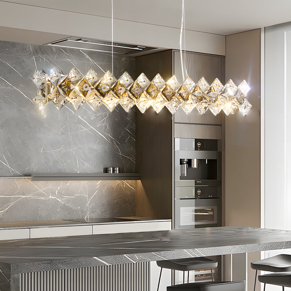 Modern K9 Crystal Chandelier with 3 Step Dimming for Dining and Living Room Spaces