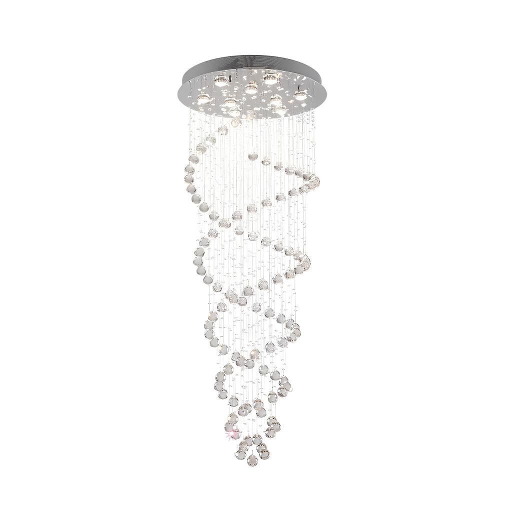 Modern K9 Crystal Double Spiral LED Chandelier for Large Staircase and High Ceiling Villa