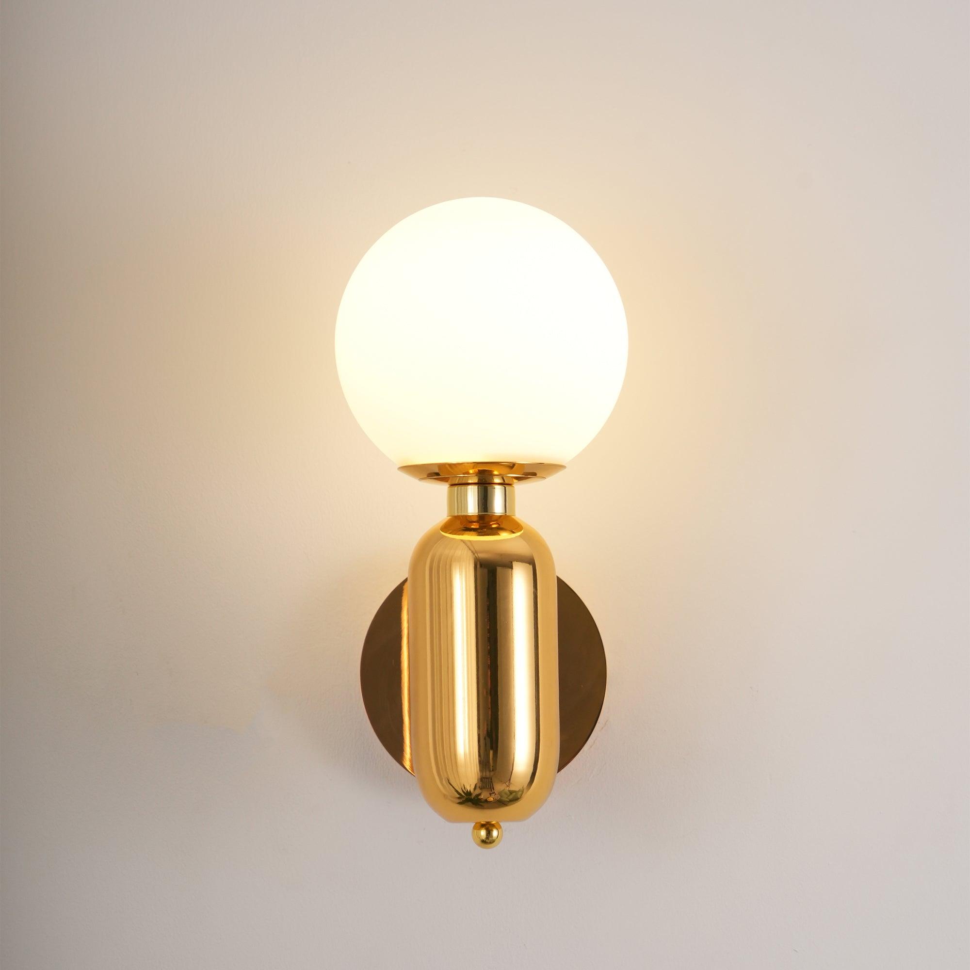 Modern Kade Blown Glass Wall Sconce Lighting with Polished Metal Frame