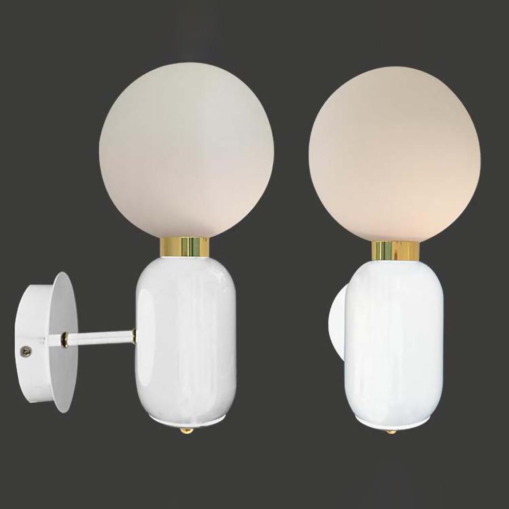 Modern Kade Blown Glass Wall Sconce Lighting with Polished Metal Frame