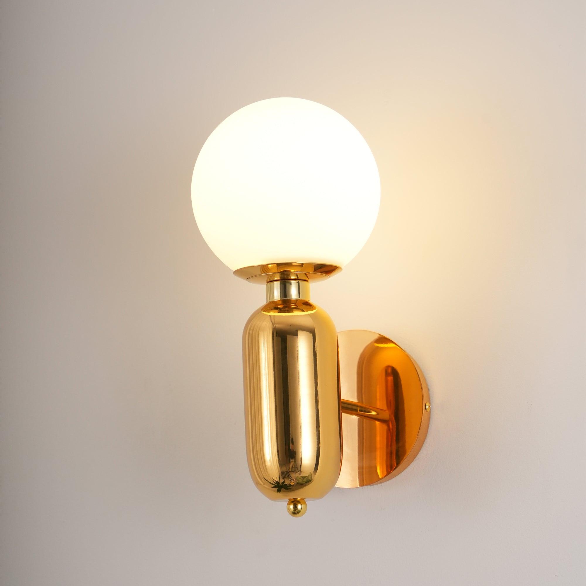 Modern Kade Blown Glass Wall Sconce Lighting with Polished Metal Frame