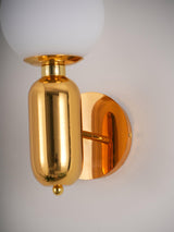 Modern Kade Blown Glass Wall Sconce Lighting with Polished Metal Frame