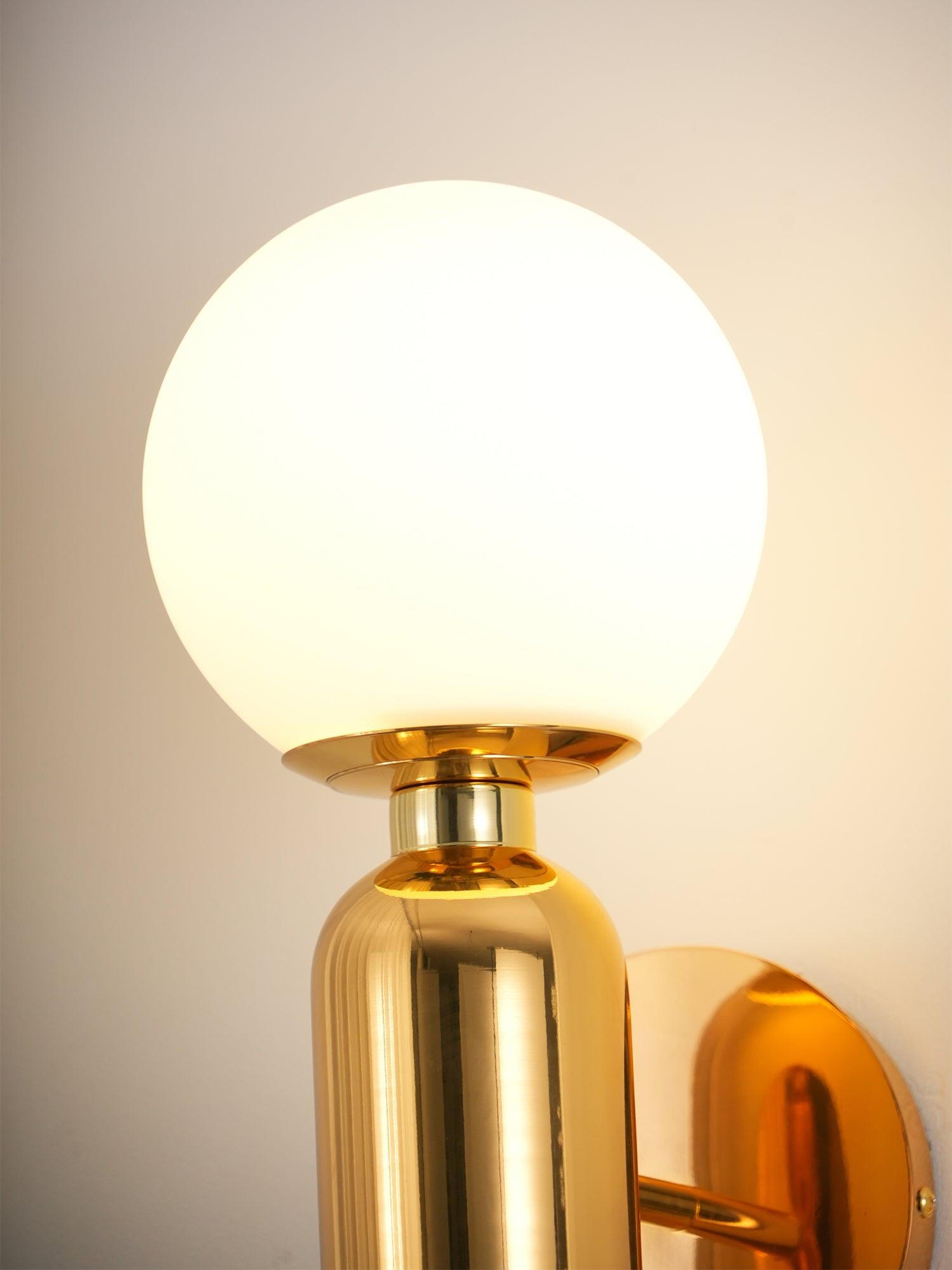 Modern Kade Blown Glass Wall Sconce Lighting with Polished Metal Frame