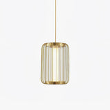 Modern Kai 2 Japanese Lantern Inspired LED Pendant Light Gold and Black Integrated Hanging Lamp