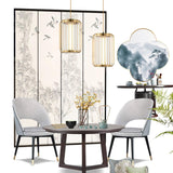 Modern Kai 2 Japanese Lantern Inspired LED Pendant Light Gold and Black Integrated Hanging Lamp