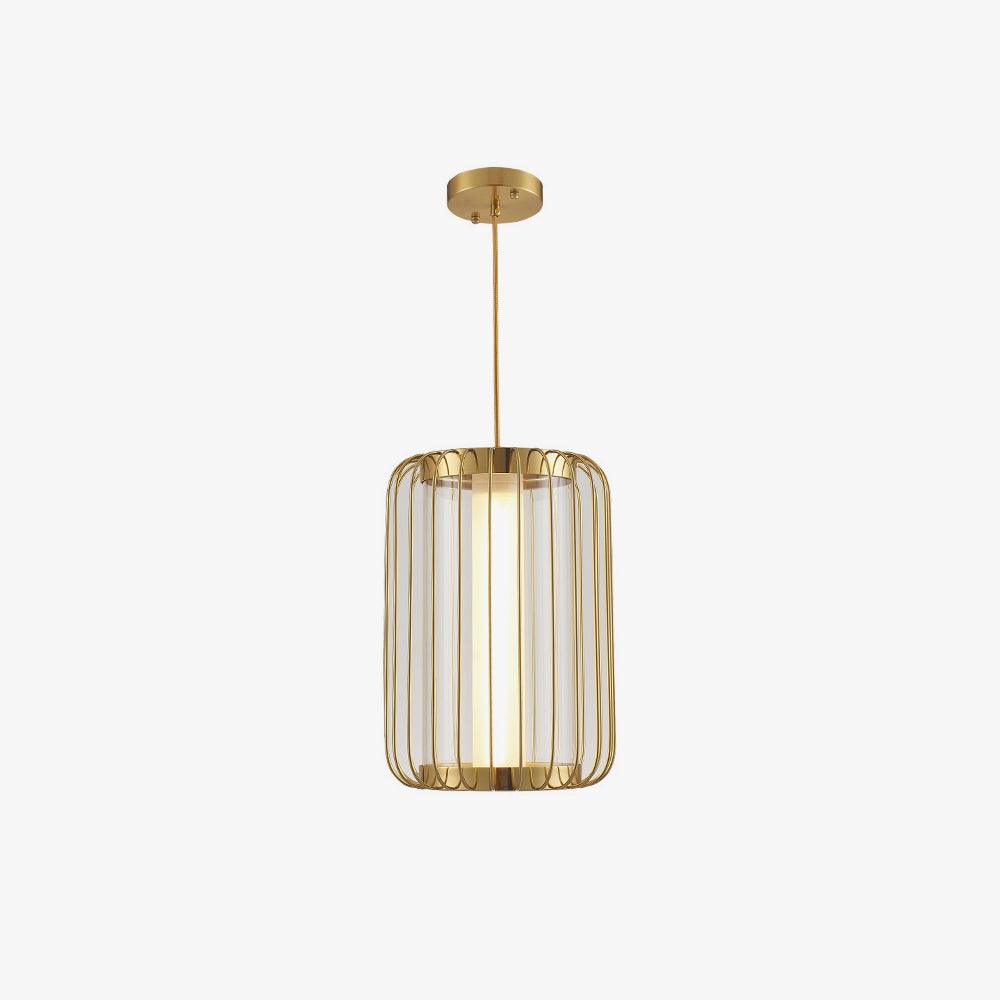 Modern Kai 2 Japanese Lantern Inspired LED Pendant Light Gold and Black Integrated Hanging Lamp