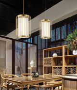 Modern Kai 2 Japanese Lantern Inspired LED Pendant Light Gold and Black Integrated Hanging Lamp