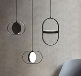 Modern KUU Rotating Circle LED Pendant Light Moon Inspired Adjustable Ring Hanging Lamp