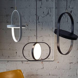 Modern KUU Rotating Circle LED Pendant Light Moon Inspired Adjustable Ring Hanging Lamp