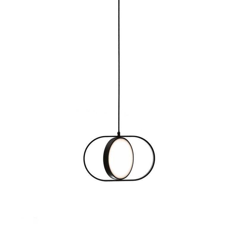 Modern KUU Rotating Circle LED Pendant Light Moon Inspired Adjustable Ring Hanging Lamp