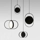Modern KUU Rotating Circle LED Pendant Light Moon Inspired Adjustable Ring Hanging Lamp