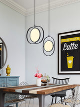Modern KUU Rotating Circle LED Pendant Light Moon Inspired Adjustable Ring Hanging Lamp