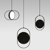 Modern KUU Rotating Circle LED Pendant Light Moon Inspired Adjustable Ring Hanging Lamp