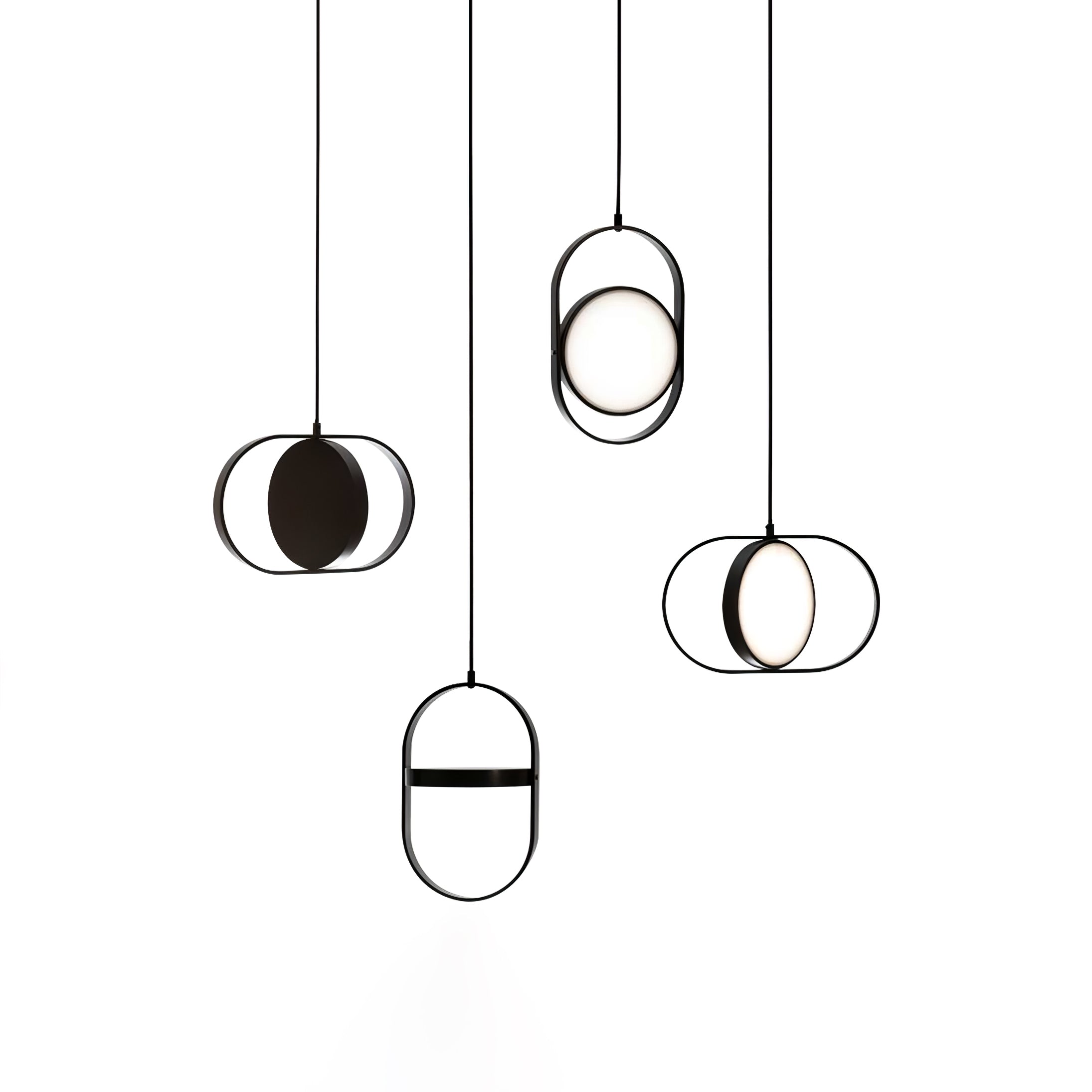Modern KUU Rotating Circle LED Pendant Light Moon Inspired Adjustable Ring Hanging Lamp