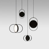 Modern KUU Rotating Circle LED Pendant Light Moon Inspired Adjustable Ring Hanging Lamp