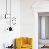 Modern KUU Rotating Circle LED Pendant Light Moon Inspired Adjustable Ring Hanging Lamp