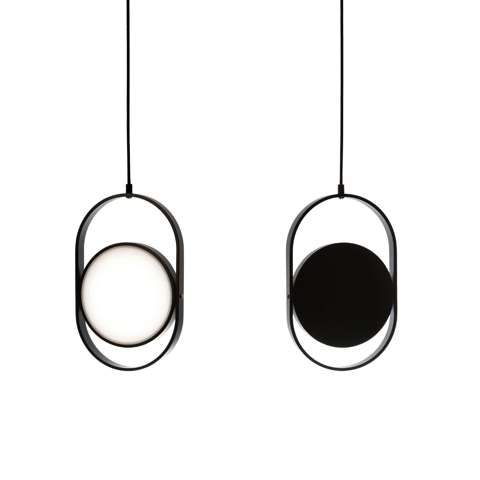 Modern KUU Rotating Circle LED Pendant Light Moon Inspired Adjustable Ring Hanging Lamp
