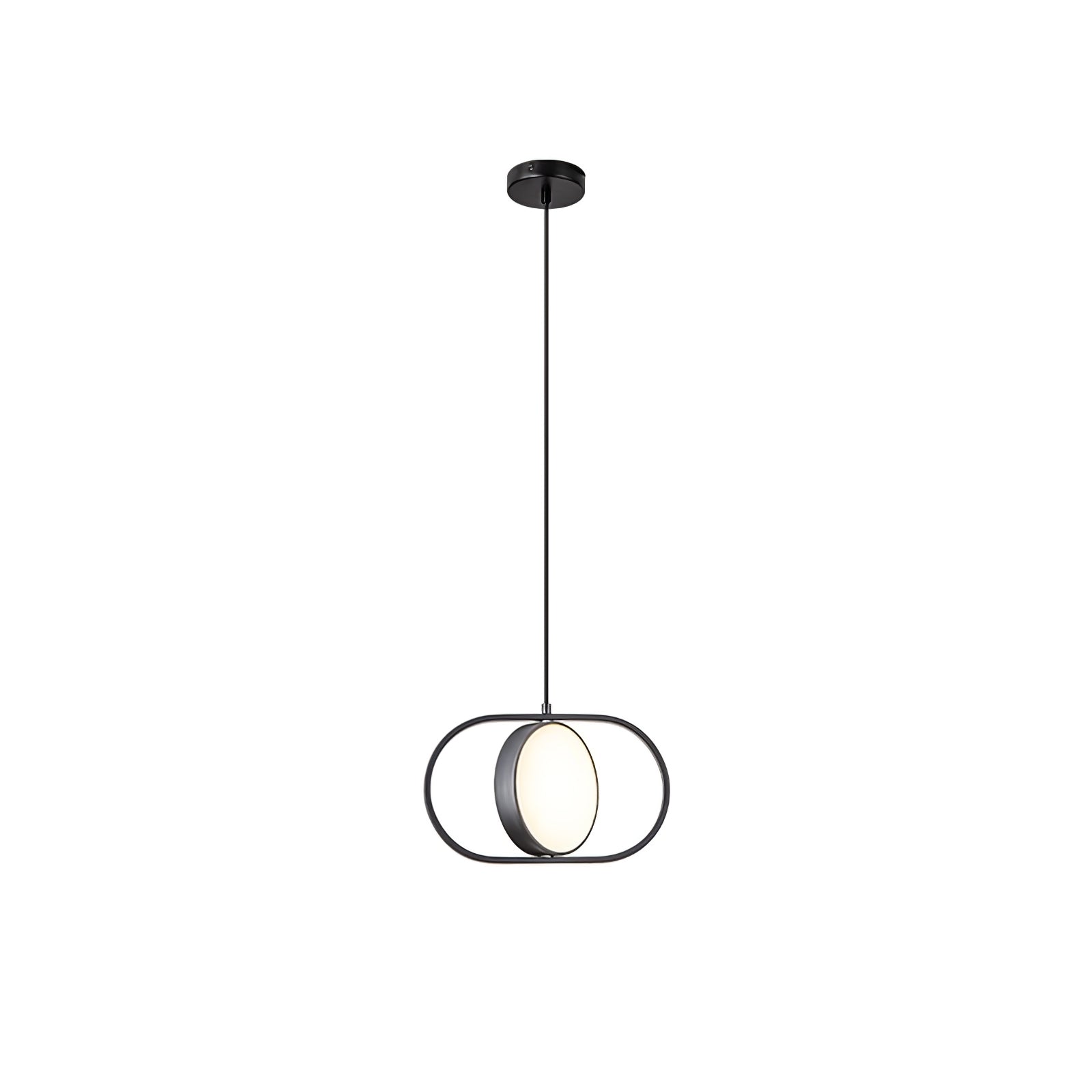 Modern KUU Rotating Circle LED Pendant Light Moon Inspired Adjustable Ring Hanging Lamp