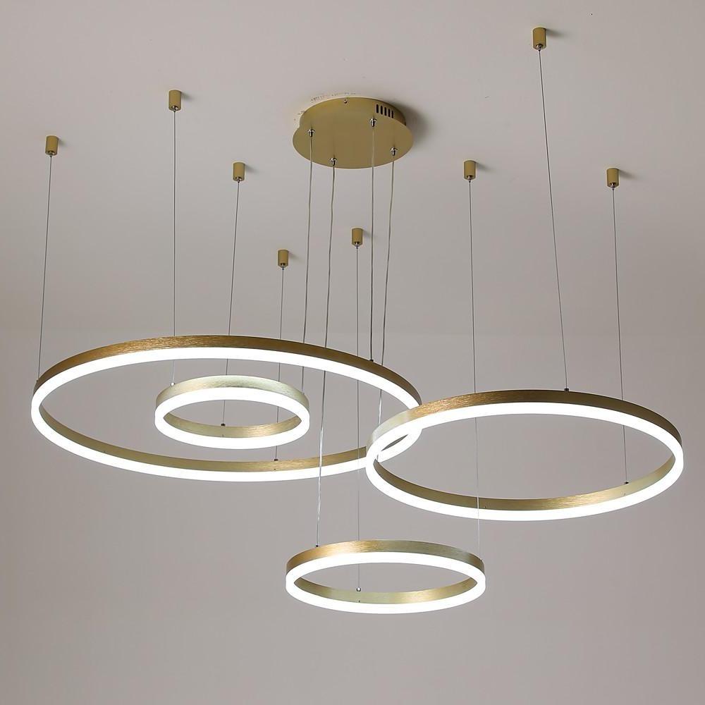 Modern Large Round LED Chandelier for High Ceilings and Living Room Aluminum Pendant Light