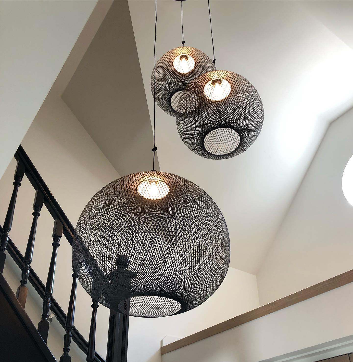 Modern Latticed Metal Mesh Pendant Light with Integrated LED for Living Room and Dining Areas
