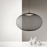 Modern Latticed Metal Mesh Pendant Light with Integrated LED for Living Room and Dining Areas
