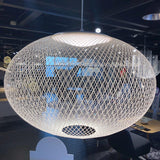 Modern Latticed Metal Mesh Pendant Light with Integrated LED for Living Room and Dining Areas
