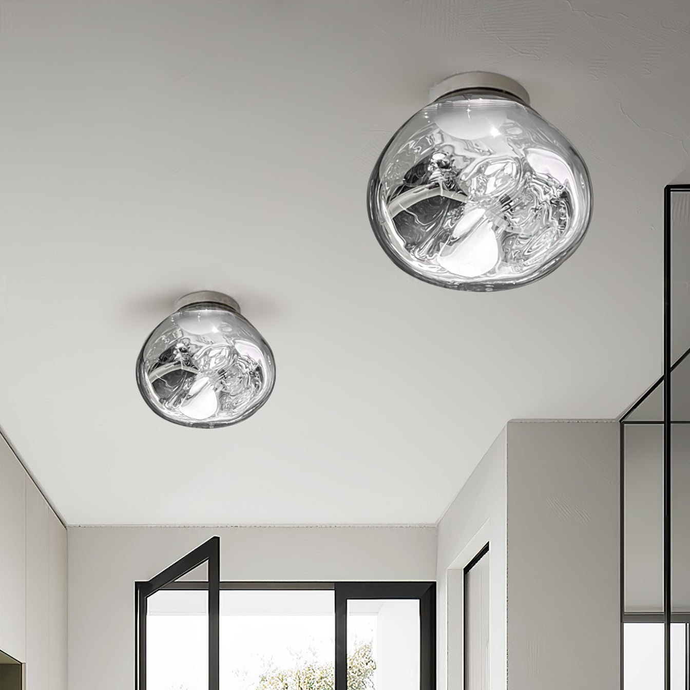 Modern Lava Melted Glass Wall Sconce Mirror Finish Indoor Accent Lighting
