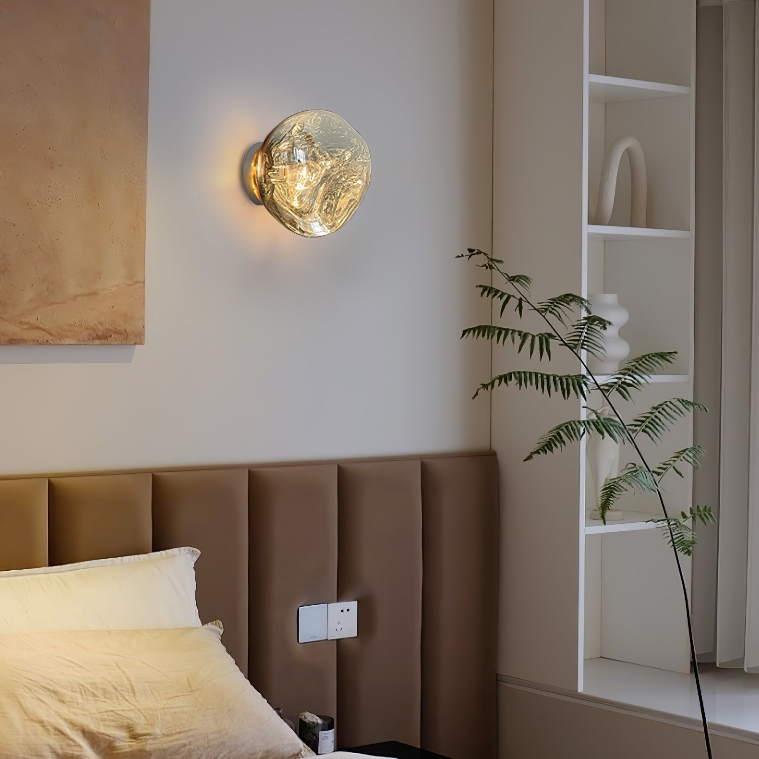 Modern Lava Melted Glass Wall Sconce Mirror Finish Indoor Accent Lighting