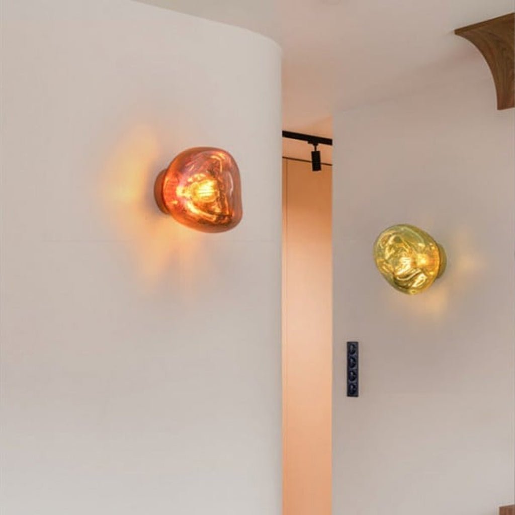 Modern Lava Melted Glass Wall Sconce Mirror Finish Indoor Accent Lighting