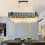 Modern Layered Crystal Chandelier Pendant Lighting for Dining Room with Adjustable Height