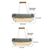 Modern Layered Crystal Chandelier Pendant Lighting for Dining Room with Adjustable Height