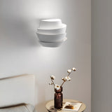 Modern Layered Half Cylinder White Iron Wall Sconce with Up and Down Lighting