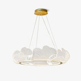 Modern Leaf Shaped LED Chandelier Gold Scallop Edge Pendant Lighting for Living Room
