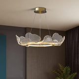 Modern Leaf Shaped LED Chandelier Gold Scallop Edge Pendant Lighting for Living Room