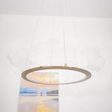 Modern Leaf Shaped LED Chandelier Gold Scallop Edge Pendant Lighting for Living Room