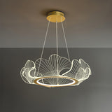Modern Leaf Shaped LED Chandelier Gold Scallop Edge Pendant Lighting for Living Room