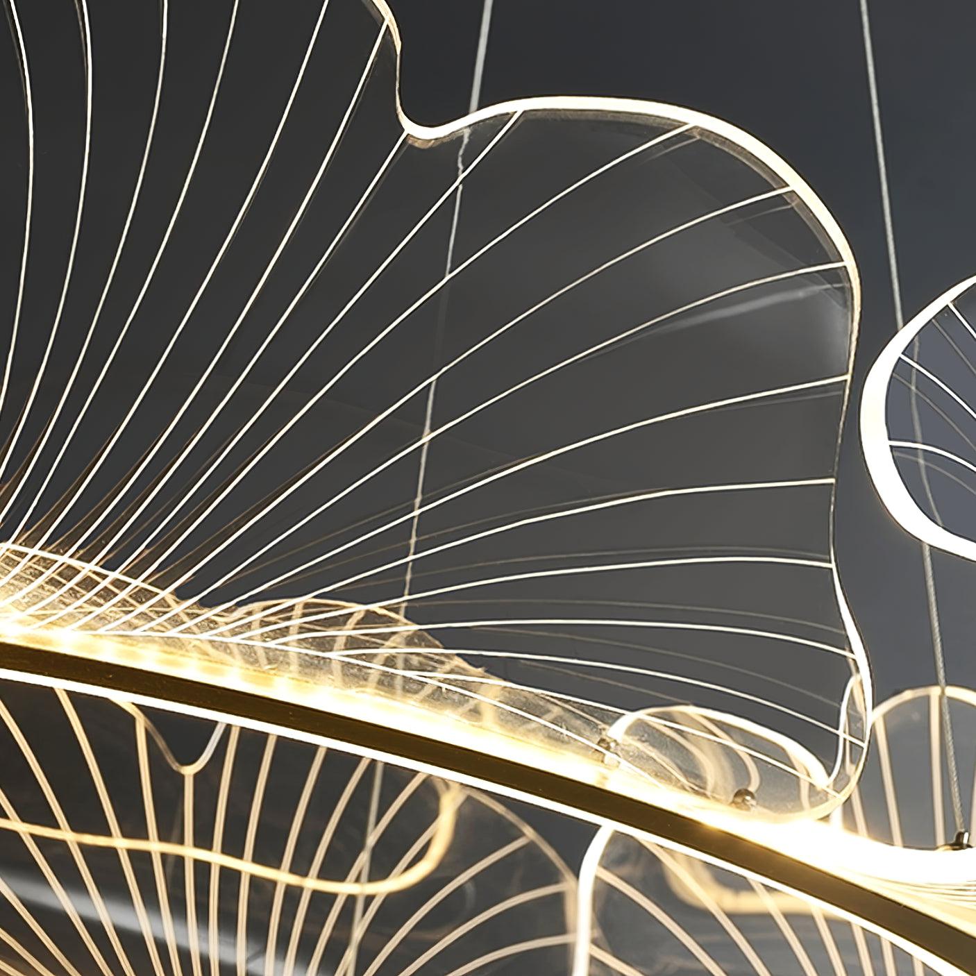 Modern Leaf Shaped LED Chandelier Gold Scallop Edge Pendant Lighting for Living Room