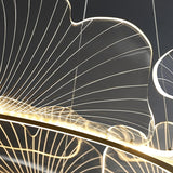 Modern Leaf Shaped LED Chandelier Gold Scallop Edge Pendant Lighting for Living Room